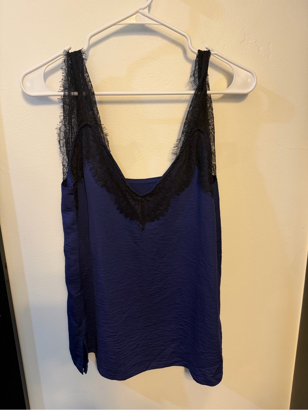 Navy Blue Lace-Trim Cami Tank